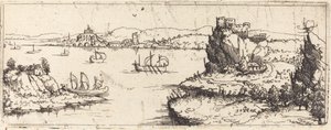 Landschaft mit Segelbooten [untere Platte]