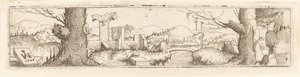 Landschaft mit einem Bach und Ruinen von Augustin Hirschvogel