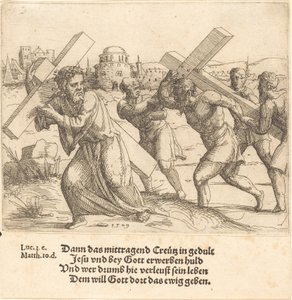 Mann trägt das Kreuz nach Christus, 1549 von Augustin Hirschvogel