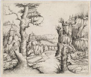 Flusslandschaft mit hohen Klippen