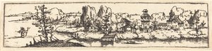Flusslandschaft mit dem Heiligen Christophorus von Augustin Hirschvogel
