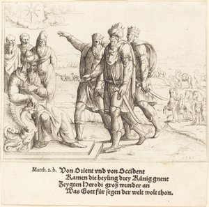 Die drei Könige berichten Herodes von der Geburt Christi