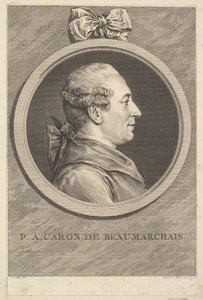 Porträt von P. A. Caron de Beaumarchais, 1773 von Augustin de Saint Aubin