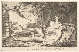 Vignette neben dem Namen von Augustin de St. Aubin, 1762 von Augustin de Saint Aubin