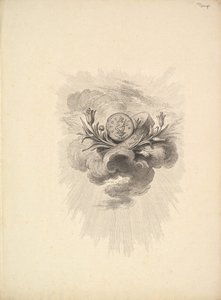 Vignette mit einer Medaille, die Harpokrates und Lotusblumen darstellt, Band I, Seite 12, aus D..., 1778-80 von Augustin de Saint Aubin