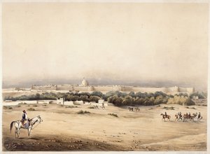 Sir Charles Napier im Vordergrund, gefolgt von seiner Eskorte von Scinde-Pferden, Hyderabad, ca. 1850 von Augustine Fitzgerald