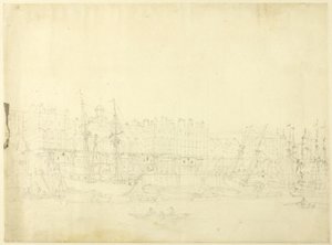 Studie für das Zollhaus, vom Fluss Thames, aus Microcosm of London von Augustus Charles Pugin