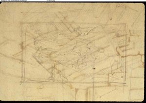 Studie für Ausstellungsraum, Somerset House, aus Microcosm of London (recto); Skizze eines Gemäldes: Madonna und Kind (verso) von Augustus Charles Pugin