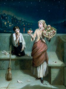 Ein Londoner Straßenkehrer und Blumenmädchen, 1884