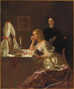 Eine junge Dame bei ihrer Toilette