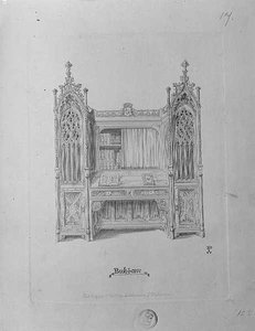 Entwurf für ein gotisches Bücherregal, ca. 1835 von Augustus Welby Northmore Pugin