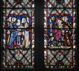 Marienkapellenfenster mit Szenen aus dem Leben der Jungfrau Maria (Detail)
