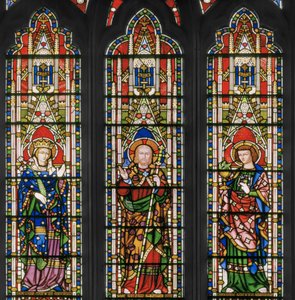 Jungfrau und Christus mit Heiligen, Ostfenster (Detail)