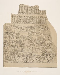 Ein Schlachtfeld (Kouyunjik), aus Denkmäler von Ninive, veröffentlicht 1849