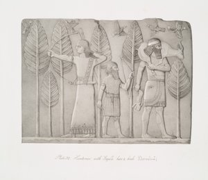 Jäger mit Gazelle, Hase und Vögeln (Khorsabad)
