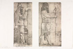 Denkmäler von Ninive: Platte 6, Fischgott Nimroud, Figur nahe einem Eingang Kouyunjik, 1853 von Austen Henry Layard