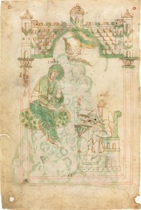 Der heilige Johannes diktiert dem ehrwürdigen Beda von Austrian 12th Century