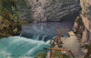 Piesling-Ursprung Wasserfall an der Pyhrnbahnstrecke in Österreich. Postkarte von 1913.
