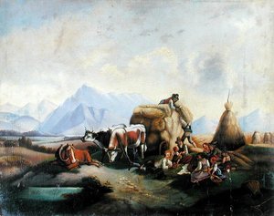 Ernteszene in Österreich, Mitte des 19. Jahrhunderts von Austrian School