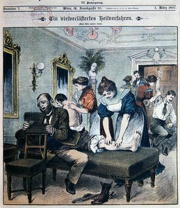 Humorvolle Darstellung eines amerikanischen Massagesalons von Austrian School