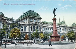 Postkarte mit der Universität Wien und dem Liebenberg-Denkmal, um 1915 von Austrian School