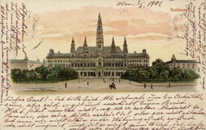 Postkarte mit dem Rathaus in Wien von Austrian School