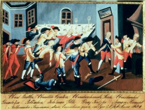 Die Verhaftung von Albrecht von Wallenstein in Eger durch eine Truppe irischer und schottischer Offiziere unter dem Kommando von General Butler