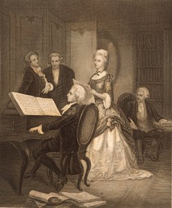 Wolfgang Amadeus Mozart begleitet Caterina Maddalena Giuseppa (Gravur)