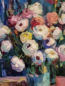 Bunte Impasto-Blumen