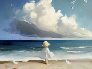Mädchen schaut aufs Meer von Avanesova Elena
