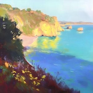 Goldene Klippen, azurblaues Meer