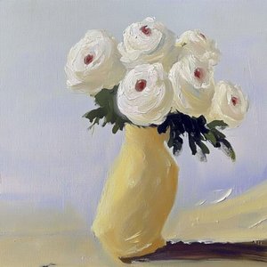 Weiße Blüten gelbe Vase von Avanesova Elena
