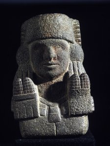 Aztekische Kunst: Darstellung von Chicomecoatl (auch Xilonen genannt), Göttin der Maisernte und Fruchtbarkeit. Nationalmuseum für Anthropologie, Mexiko von Aztec Aztec