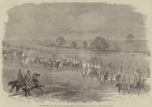 Die Freiwilligen-Überprüfung, Ihre Majestät und der Stab passieren die Linien von B. Clayton