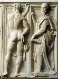 Prophet und Ignudo Flachrelief aus Marmor von Baccio Bandinelli