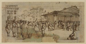 Marktplatz in Florenz mit Figuren von Baccio del Bianco