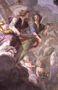 Christus von Engeln bedient (Detail) von Baldassare  Franceschini