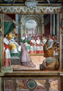 Celestine III. weiht den ersten Bischof von Viterbo (Detail)