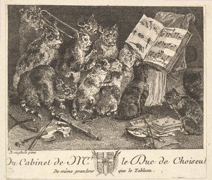 Konzert der Katzen, nach dem Gemälde in der Sammlung des Duc de Choiseul von Balthasar Anton Dunker