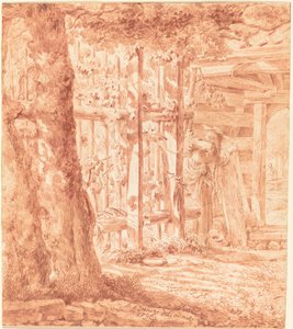 Begegnung am Gartenzaun von Balthasar Anton Dunker