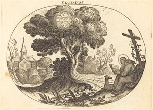 Heiliger Ägidius und eine Hirschkuh