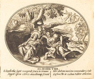 Die Flucht der Heiligen Elisabeth mit dem Heiligen Johannes als Kind von Balthasar Moncornet