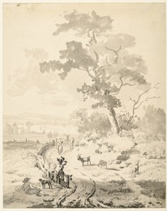 Landschaft mit großem Baum von Balthasar Paul Ommeganck