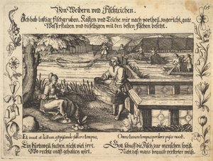 Von Weihern und Fischteichen, Illustration aus Petrarca, Glück und Unglück Spiegel, figur..., 1652 von Balthasar Schwan