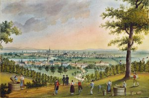Weinlesefest in den Weinbergen über Heiligenstadt, mit Blick auf Wien