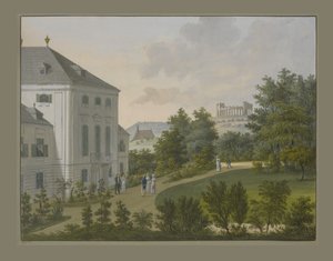 Schloss Hunyadi, Maria Enzersdorf, ca. 1815 (Aquarell und Gouache auf Papier) von Balthasar Wigand