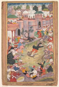 Das Spiel des Wolfslaufs in Tabriz, aus einem Akbar-nama (Buch von Akbar) von Banavari 1