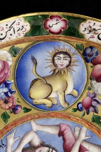 Gedeckter Schüssel, Untertasse und Löffel mit astrologischer Dekoration, frühes 19. Jahrhundert