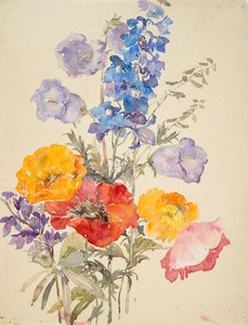 Gelbe, rote und blaue Blumen von Barbara Leigh Smith Bodichon