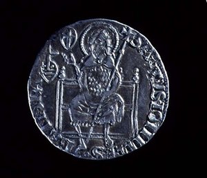 Rückseite eines großen Guelfen darstellend Johannes den Täufer, geprägt 1376